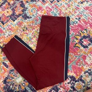 all in motion Burgundy Leggings with Navy & White Side Stripe